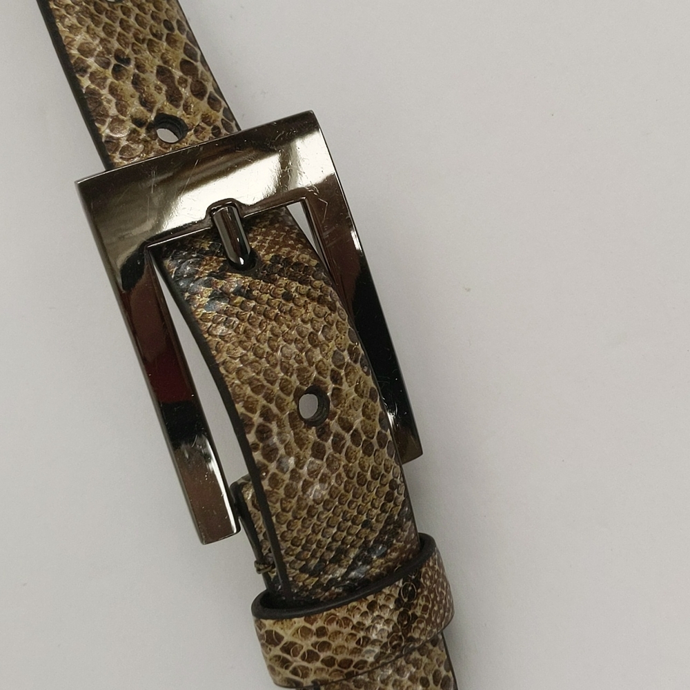 Faux Python Snake Print Belt 46" Brown Tan Black Vegand